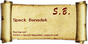 Speck Benedek névjegykártya